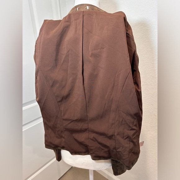 Western style faux leather jacket brown w beads and zipper size small to medium - Picture 7 of 16